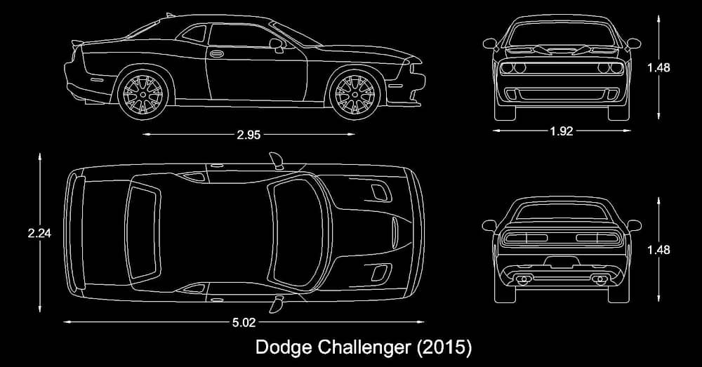 CAD blocks Dodge challenger car 2d - CADBlocksDWG